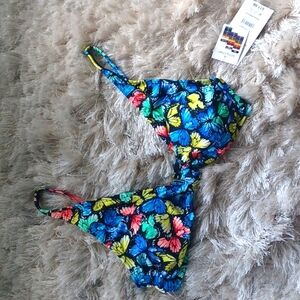 Neon Butterfly Bikini Top